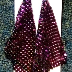 Purple mesh dangle earrings